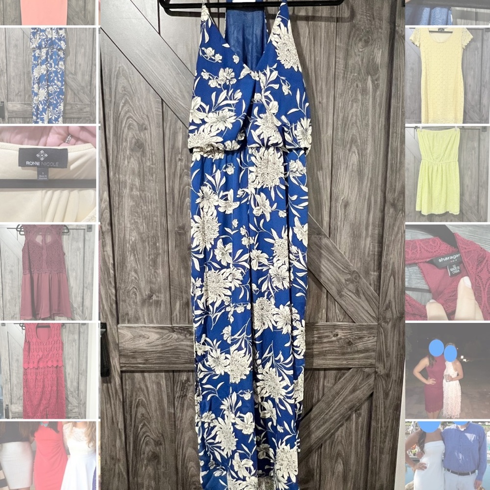 Lulu’s blue and white floral midi dress, size L (worn once) - Picture 3 of 5